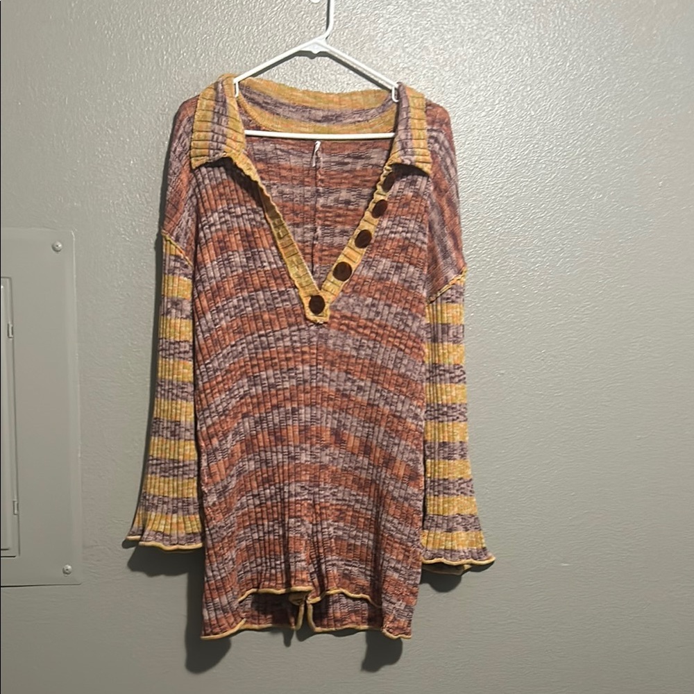 Free People Wendy Ribbed Knit Sweater Romper M - Picture 4 of 9